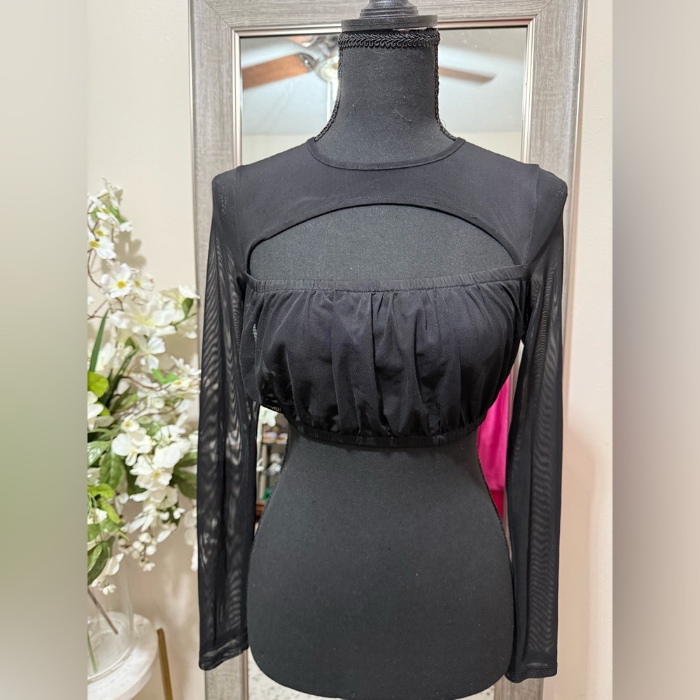 Olia Black Sheer Top